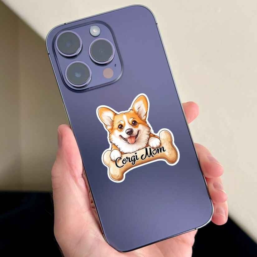 Corgi Mom, Pets, Dogs, Sticker, Peel N' Stick, Different Sizes