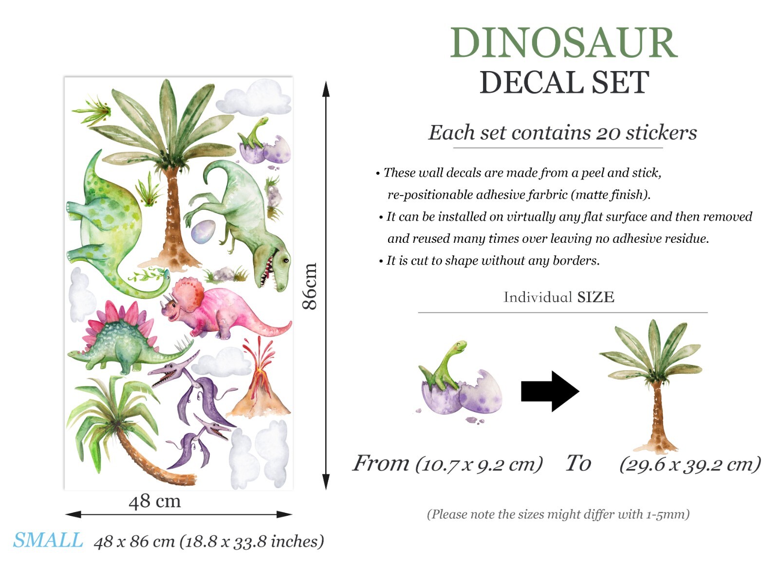 Jurassic Park Prehistory Tyrannosaurus rex Dinosaurs Wall Decal Stickers