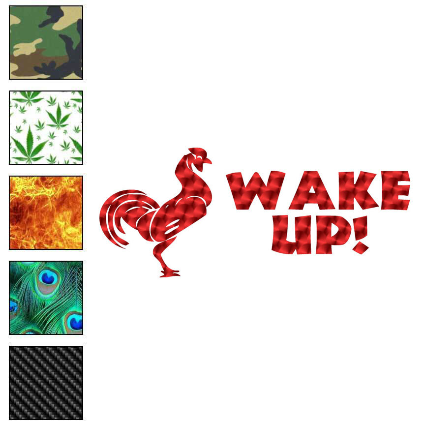 Wake Up Rooster , Vinyl Decal Sticker, 40 Patterns & 3 Sizes, #6160