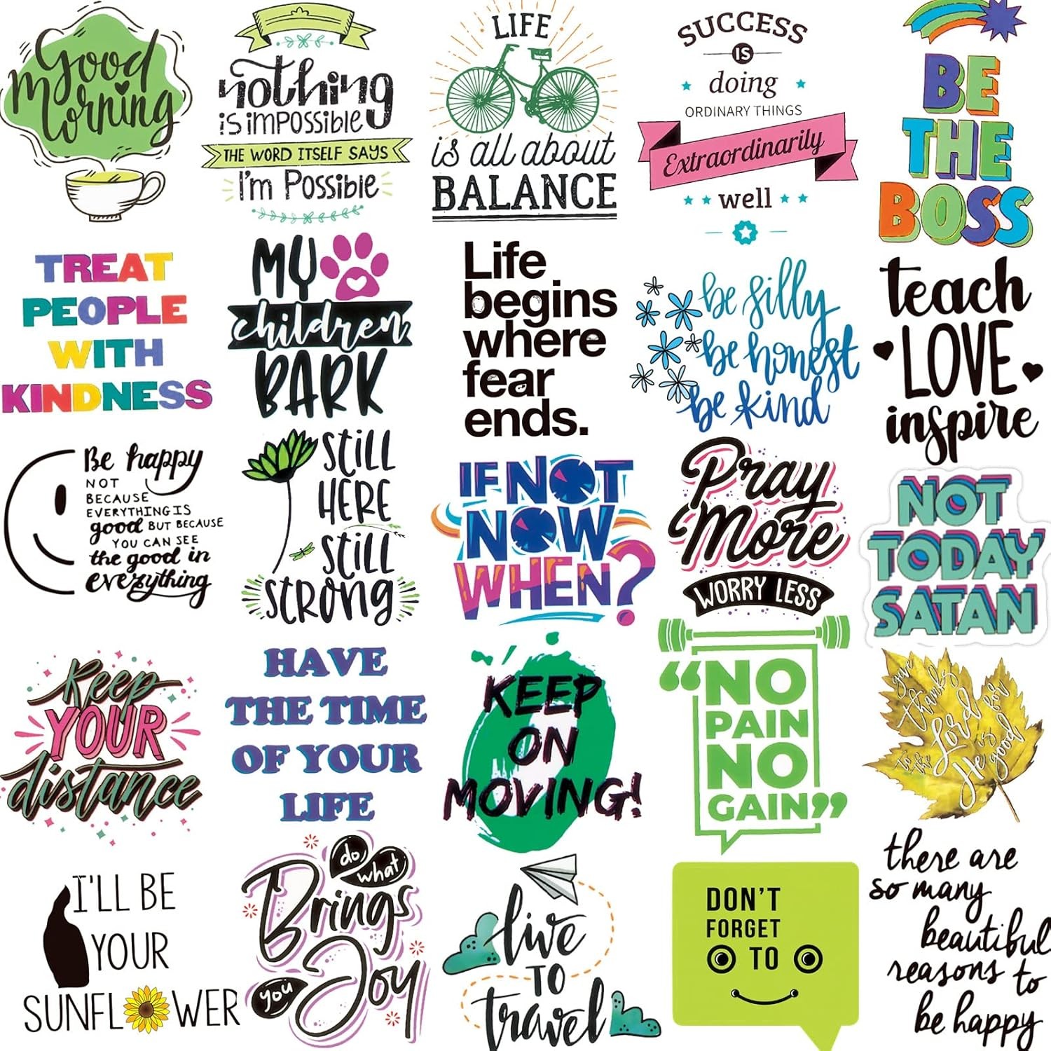 Motivational Inspirational Stickers Positive Affirmation Waterproof Vinyl 300 PC
