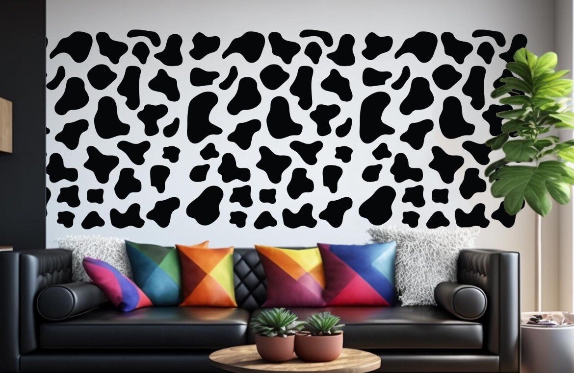 Cow Spots Wall Decals | 80" x 22" Peel and Stick Decor | Cow Print Decals