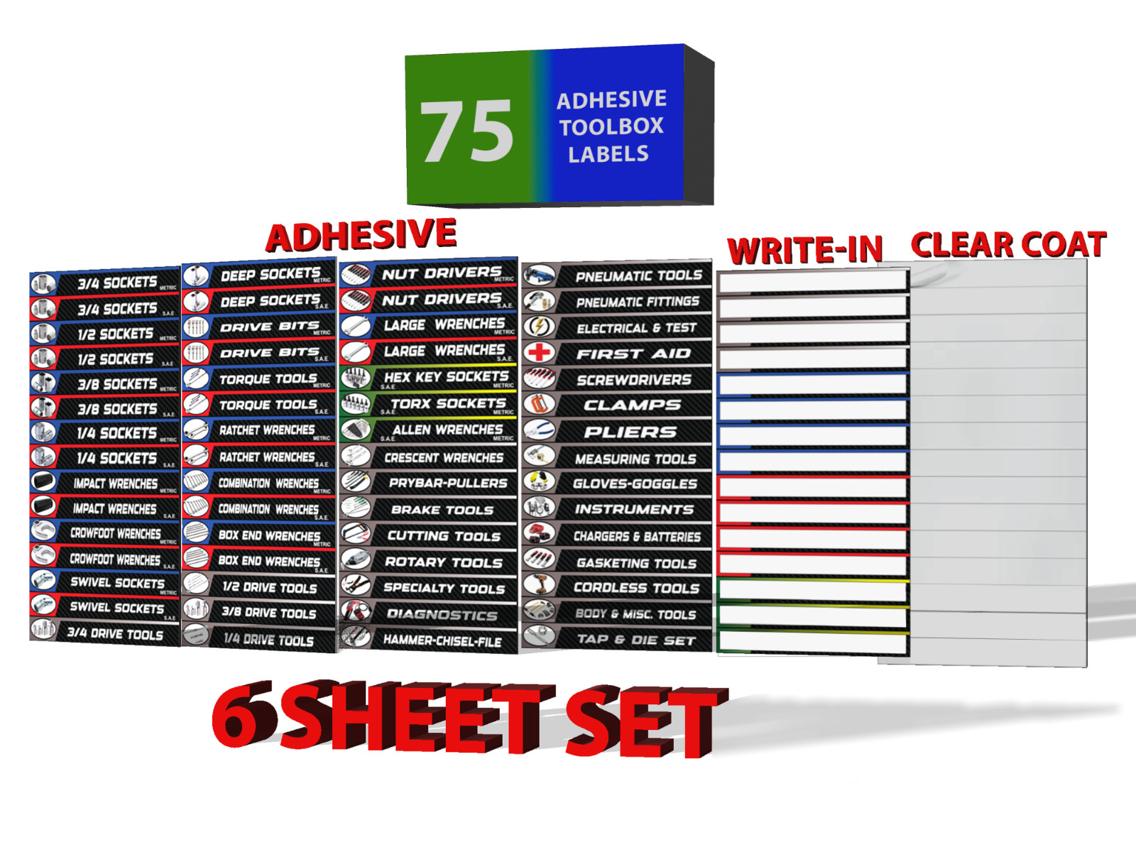 Ultimate Adhesive Toolbox Label Set – 90 Labels – Organize Box Drawers & Tools