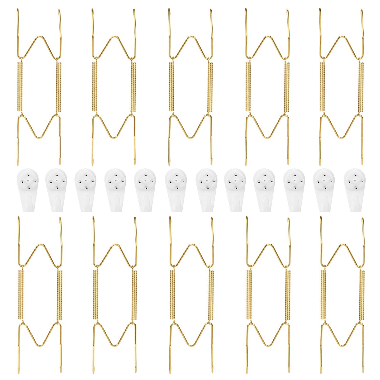 10-Pack Invisible Wall Plate Hangers, 6 Inch Brass Plate Holders with 12-Pack…