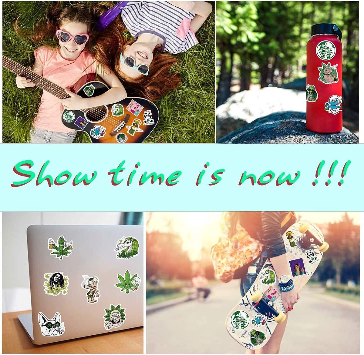 200pcs Weed Stickers 420 Funny cannabis Character Smoking Marijuana Hippie Decal