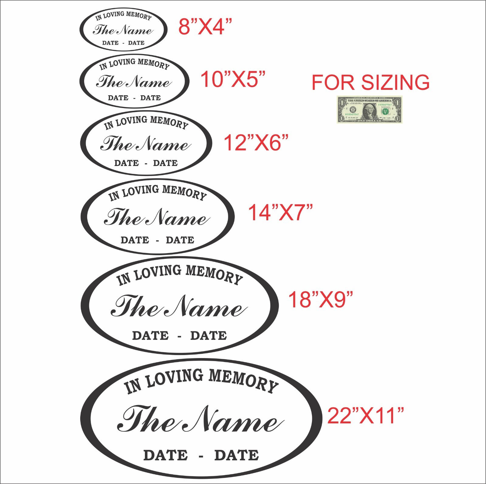 In Loving Memory with Oval Decal Transfer Sticker