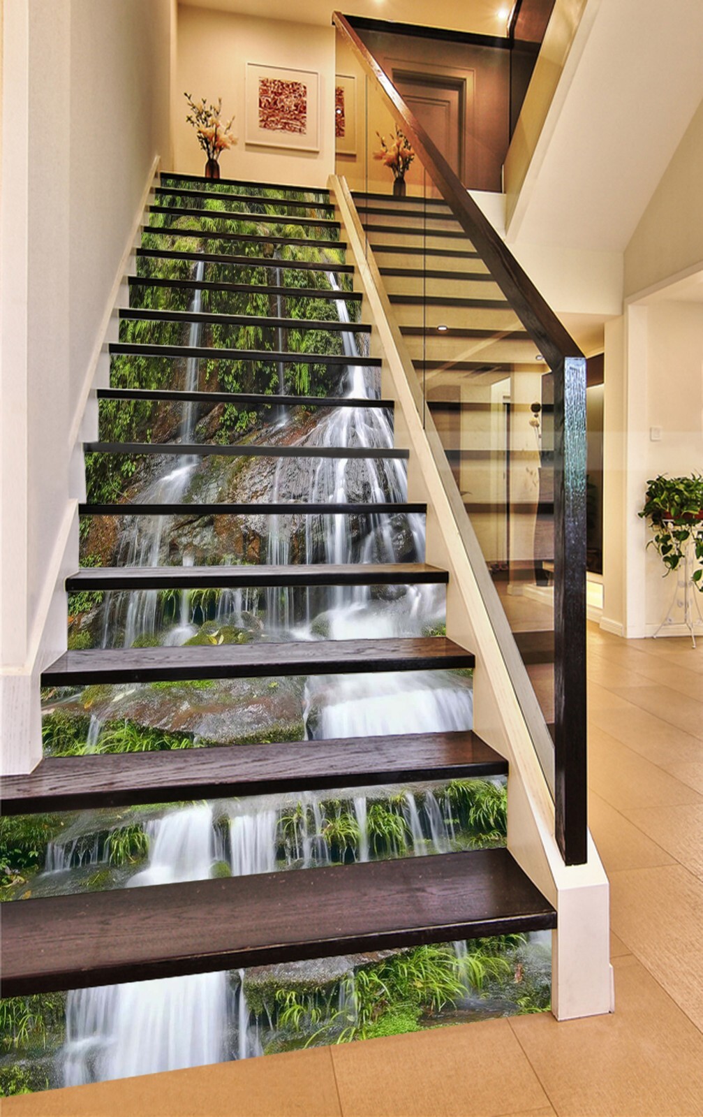 3D Waterfall Rock AZ1246 Stair Risers Decoration Mural Vinyl Wallpaper Kay