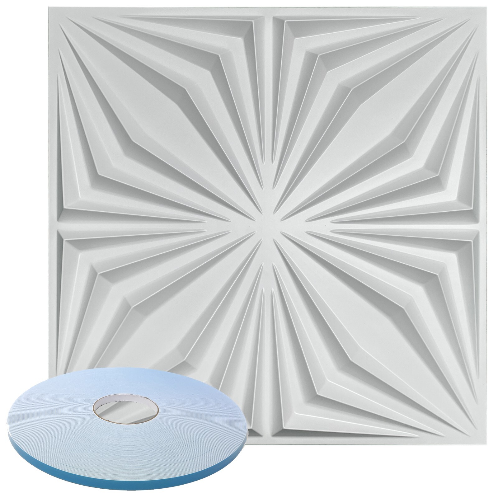 Star Textured Premium PVC 3d Wall Tile Panel 19.7" x 19.7" Pack of 12 White