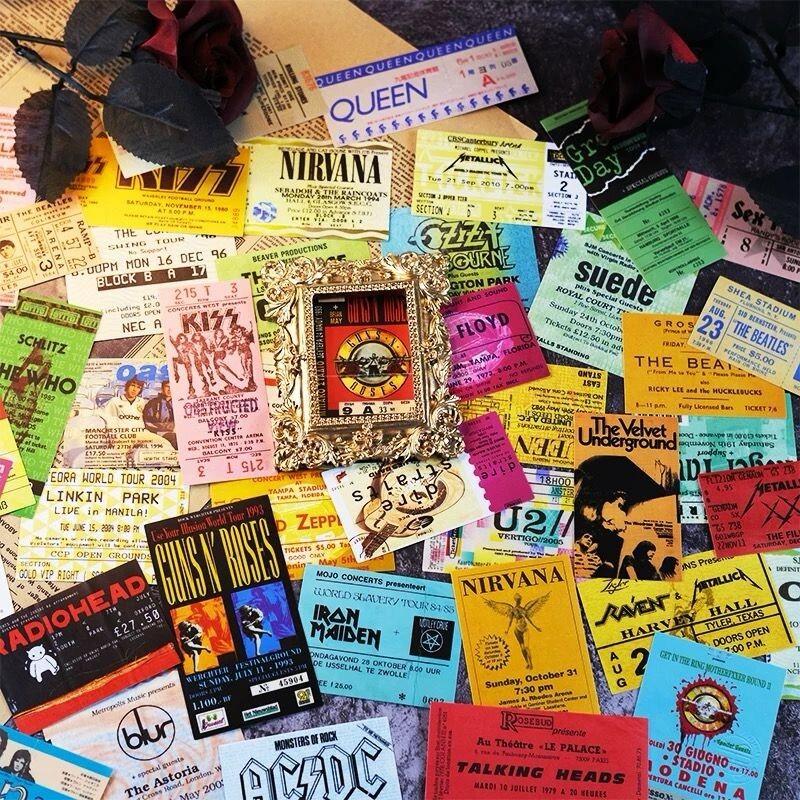 43 Heavy Metal Rock Band Ticket Stickers Decals 4 Laptops, Guitars, Skateboards