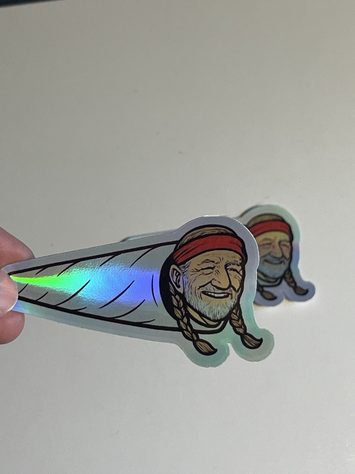 Willie Nelson Rolled Joint 3 Inch Waterproof Holographic Sticker