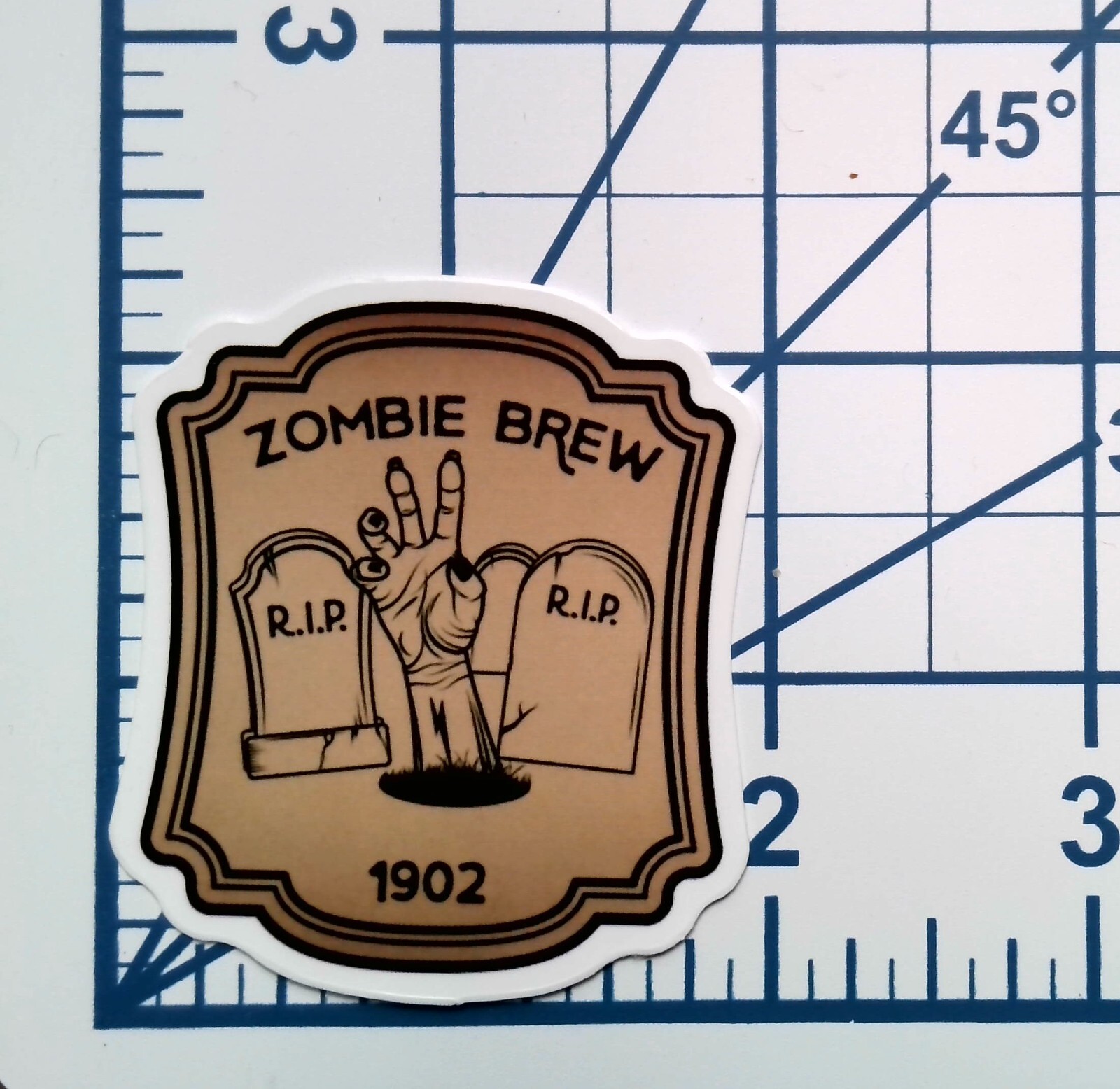 Zombie Brew Sticker Grave Tombstone Hand Vinyl Die Cut Scrapbook Journal Decal