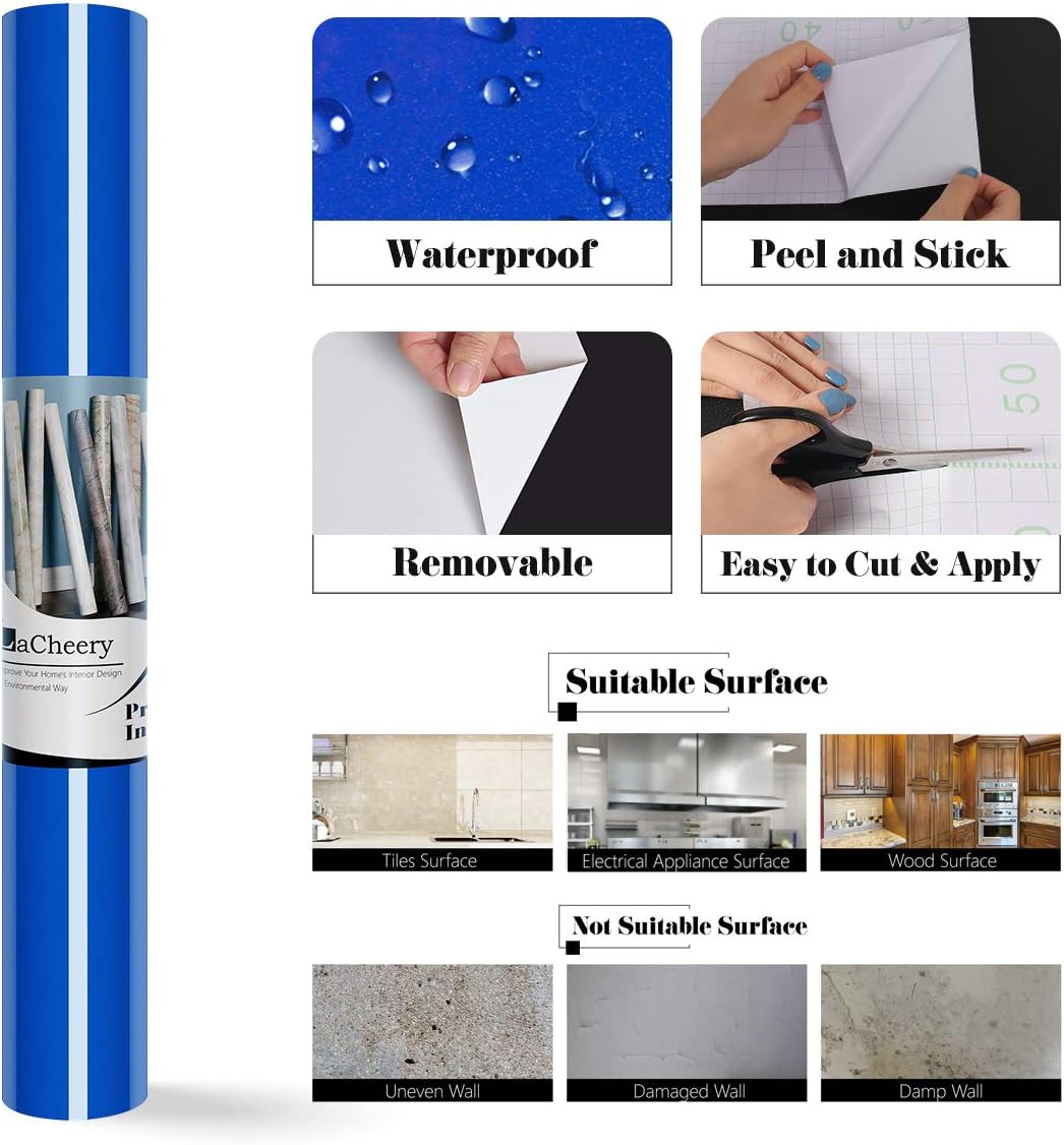 Glossy Royal Blue Contact Paper Decorative Self Adhesive Vinyl Warp Furniture Fi