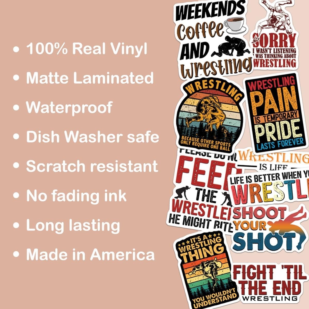 10pcs Wrestling Sticker Motivational & Vintage Wrestler Quotes Wrestling Life