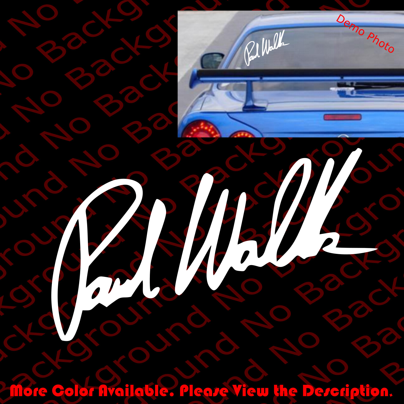 PAUL WALKER SIGNATURE Vinyl Decal for Bumper Car Window Fender Sticker RC016