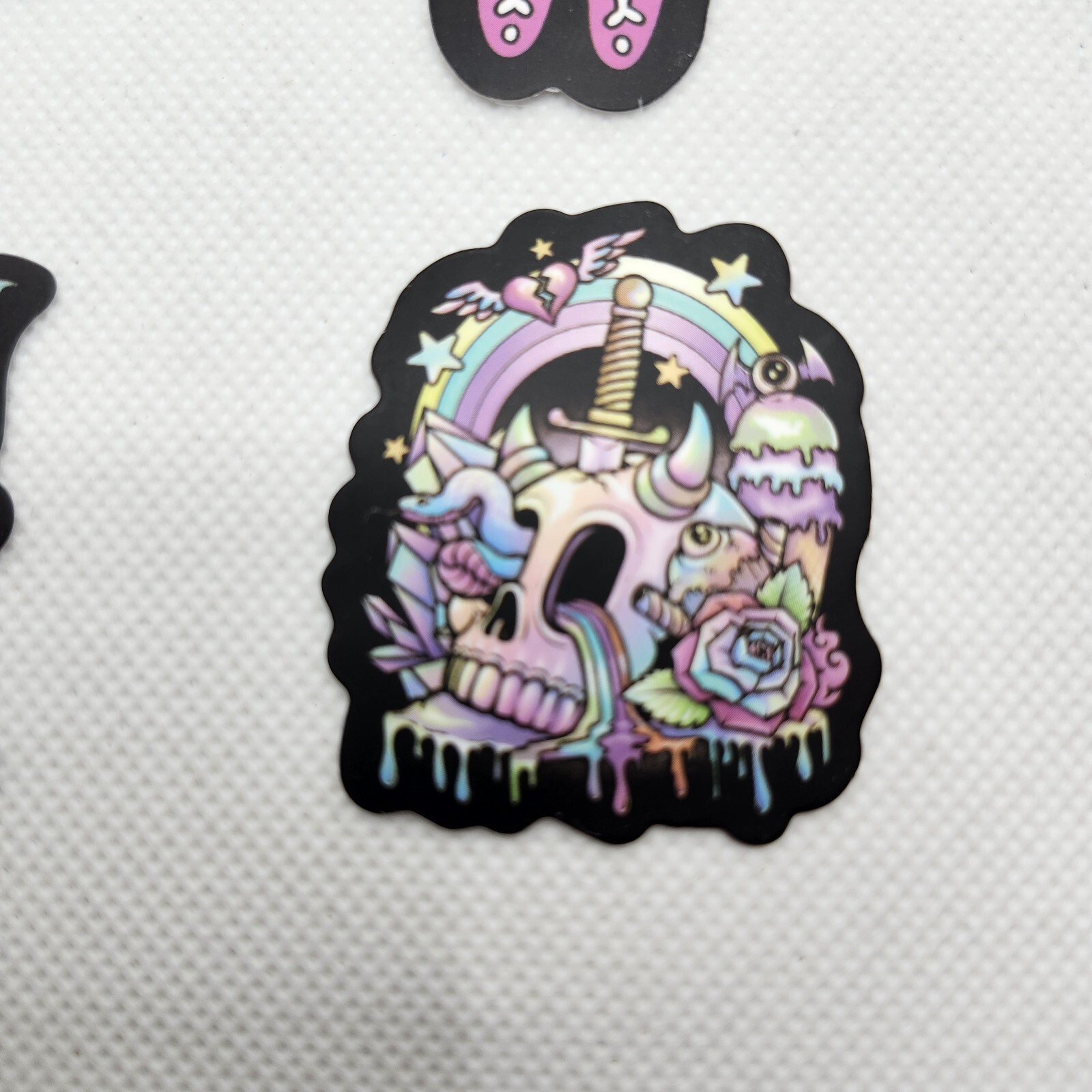 Lot Of 9 Morbid Goth Creepy Cute Dark Pastel Vinyl Waterproof Stickers Skulls