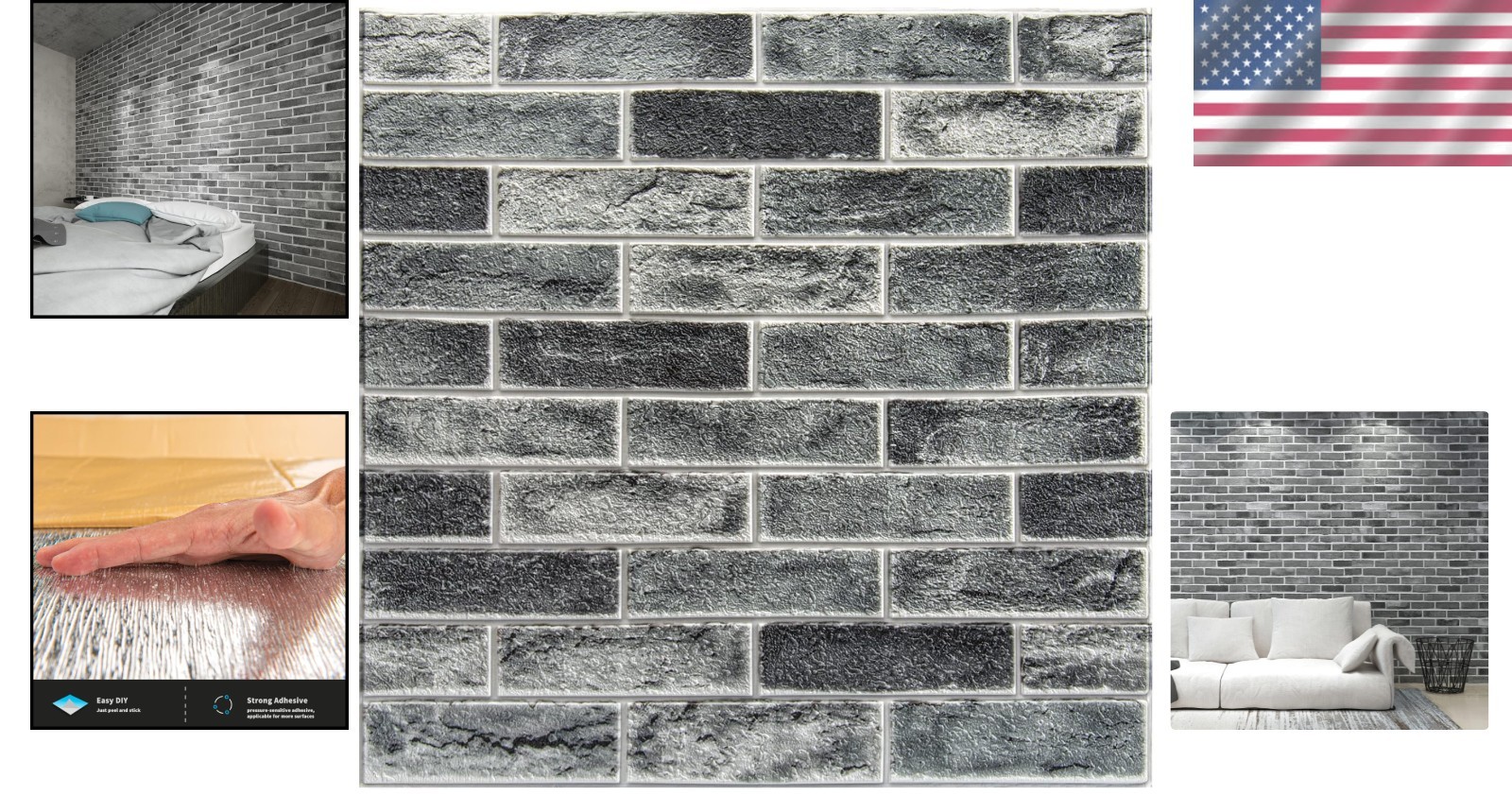 Acoustic & Anti-Collision Faux Brick 3D Panels – 10 Sheets, Easy Peel and Stick