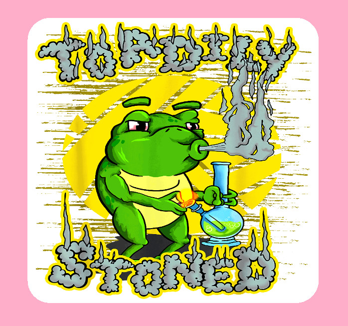 Toadally Stoned Frog 420 Sticker Weatherproof Vinyl UV Cannabis Weed Marijuana