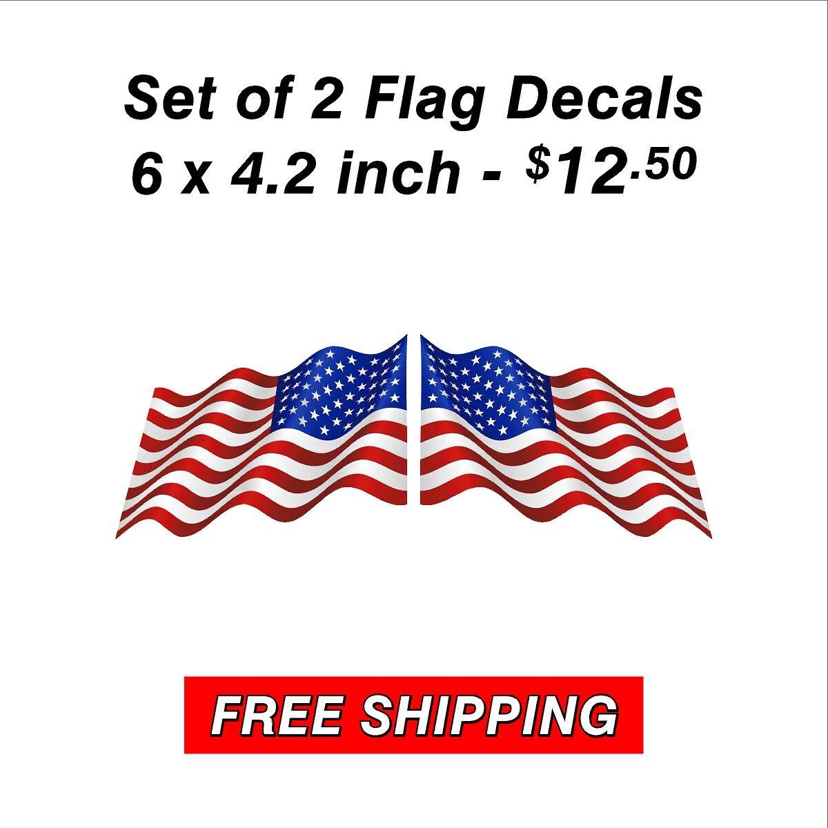 Set of Right and Left Waving American Flag Stickers