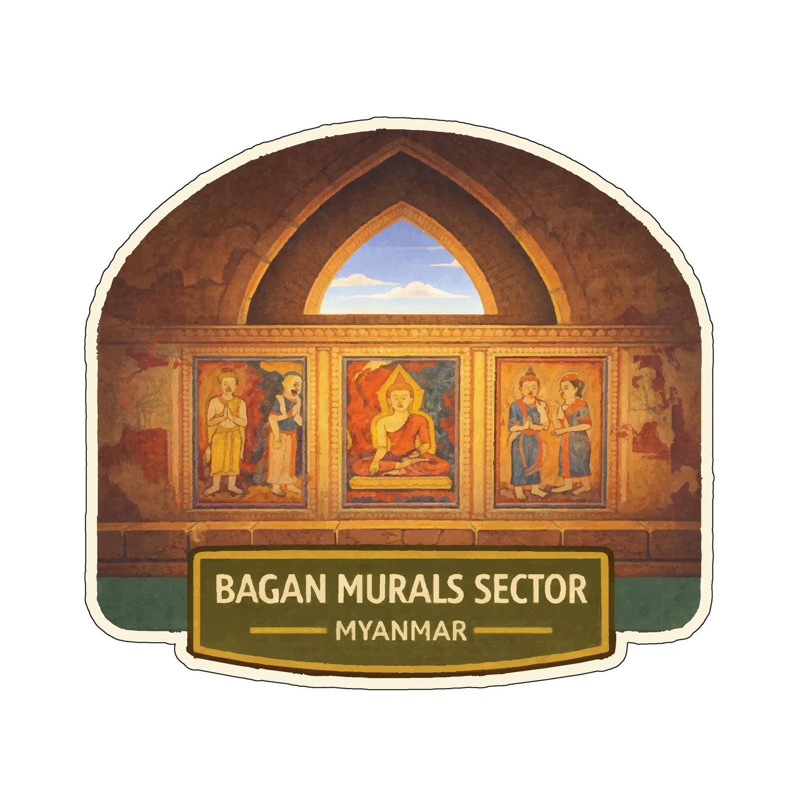 Bagan Murals sector Myanmar Sticker Decal Vinyl Die-Cut World Heritage Sites