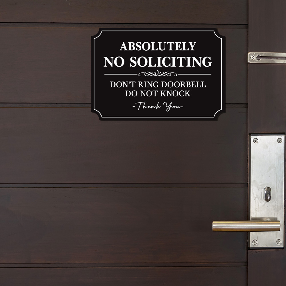 5.6"W Absolutely No Soliciting Don't Ring Doorbell Do Not Knock Vinyl Sticker
