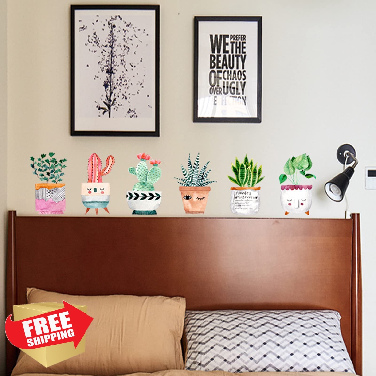 Maydahui Cactus Potted Plants Wall Decals