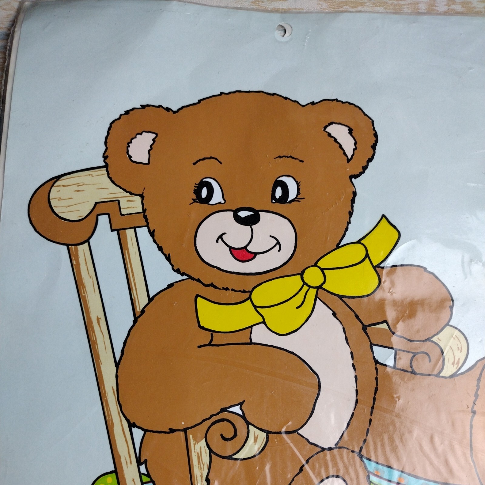 1989 hand painted decal by Decoral Nursery Room Decor B-40 Teddy Bear Rocking