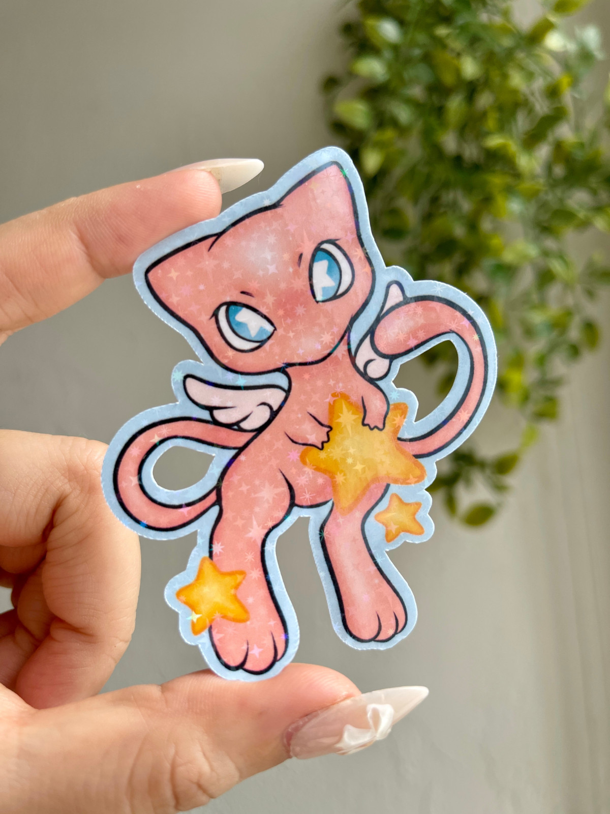 Mew and Stars Sticker, Cute Vinyl Die Cut Sticker