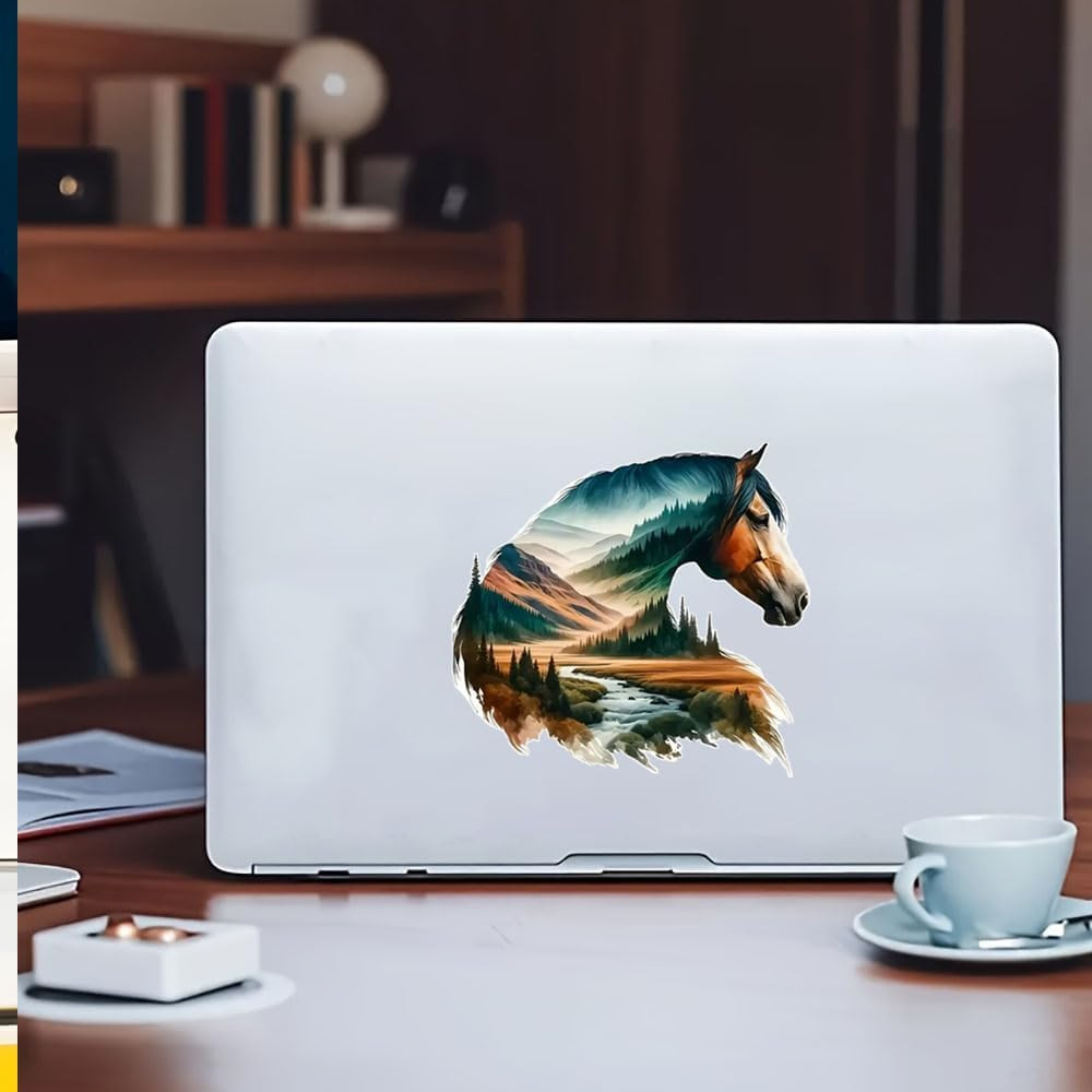 2 PCS Mountain Landscape Horse Vinyl Decal Sticker, Waterproof Removable, for Ca