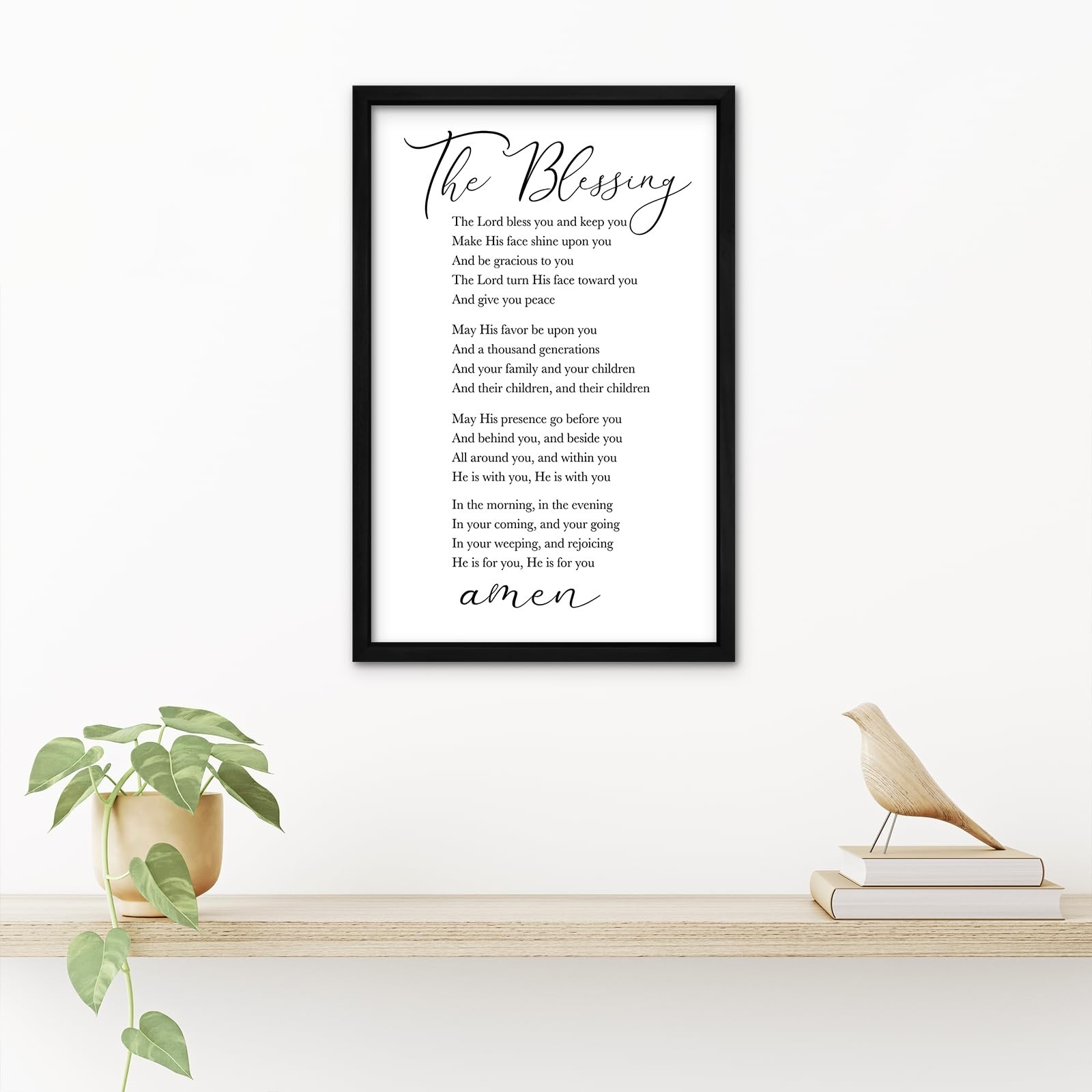 RLWangChao The Blessing Bible Verse Christian Wall Art for Home Decor 16"×1