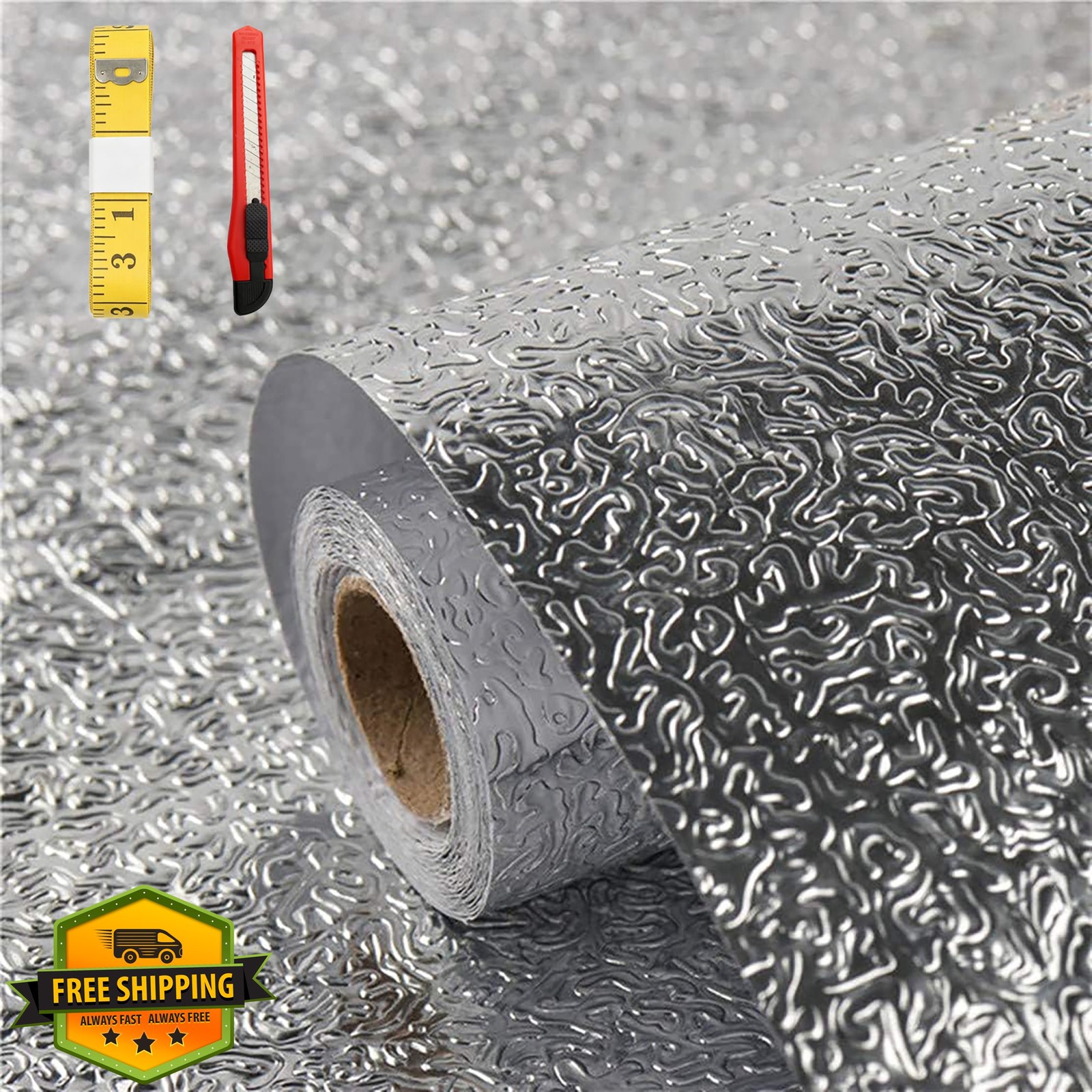 Soqool Kitchen Oil Proof Sticker Silver-texture
