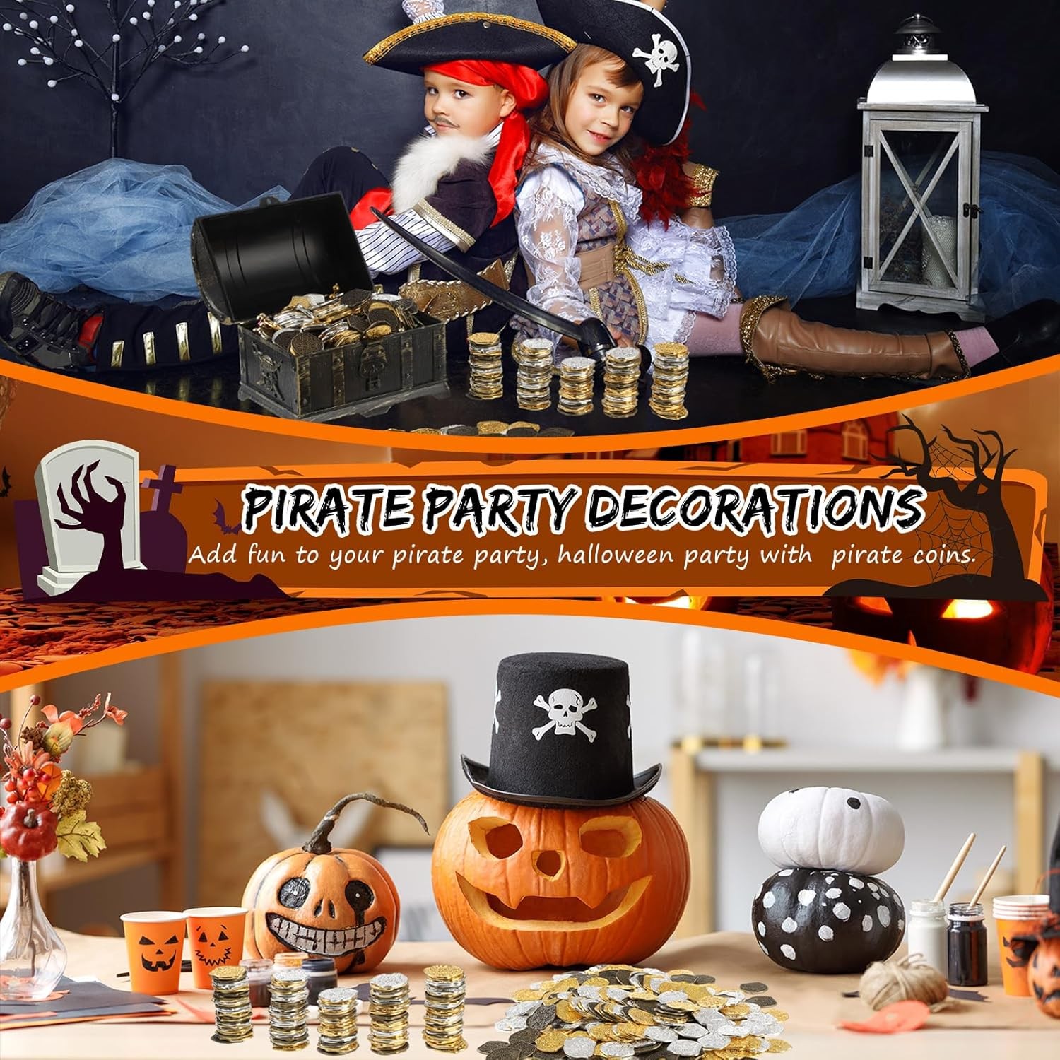 Hanaive 50 Pcs Metal Pirate Coins Spanish Doubloon Gold, Silver, Bronze