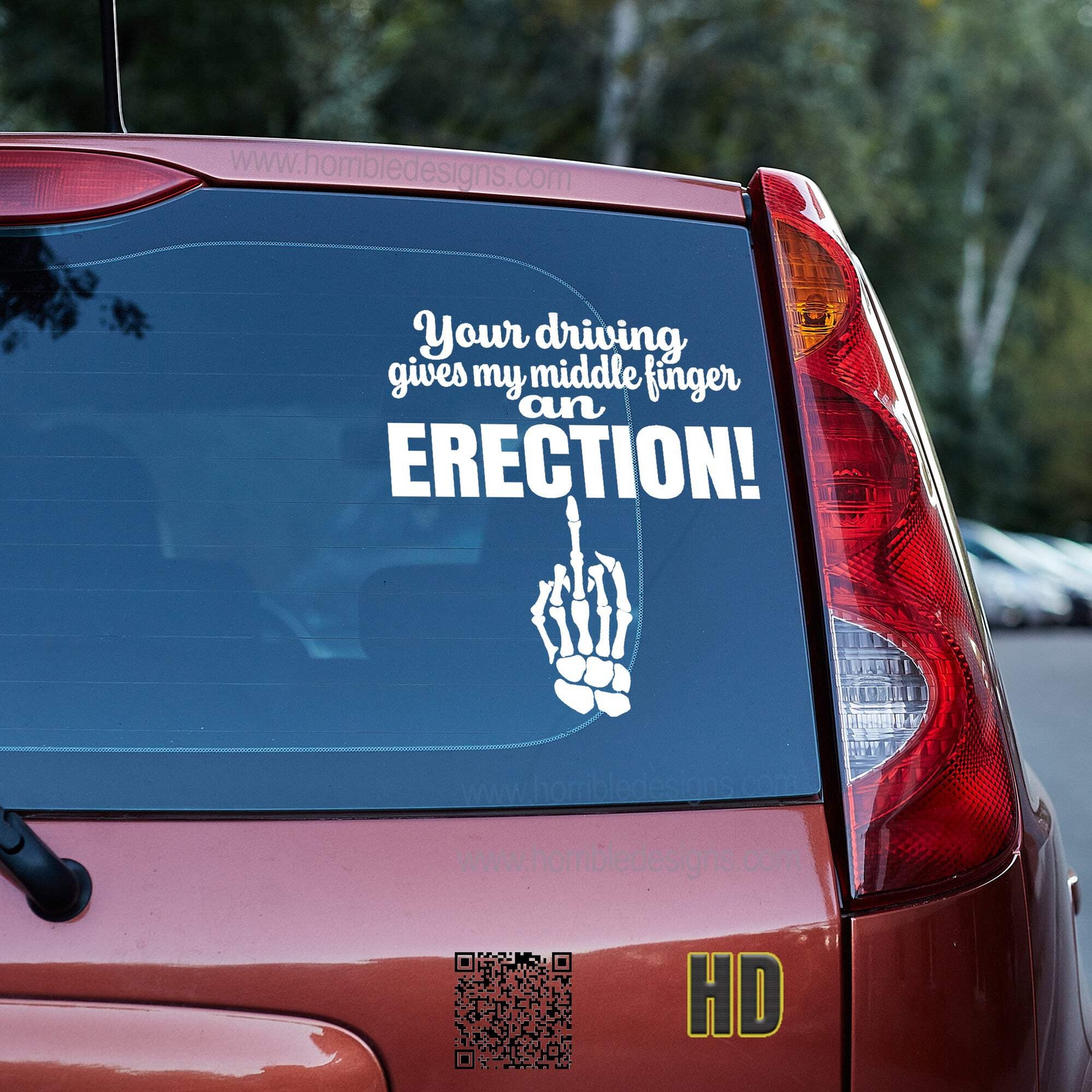 Your driving gives my middle finger an erection 3 Vinyl decal