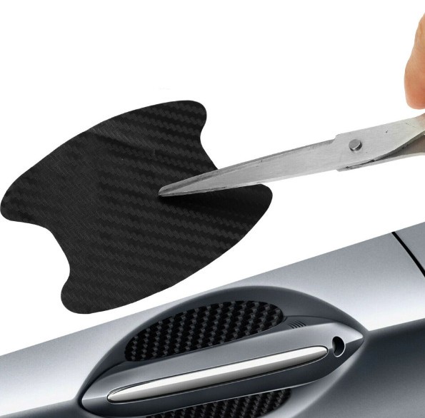 4PCS Carbon Fiber Door Handle Car Stickers Decal Protector Film Anti Scratch