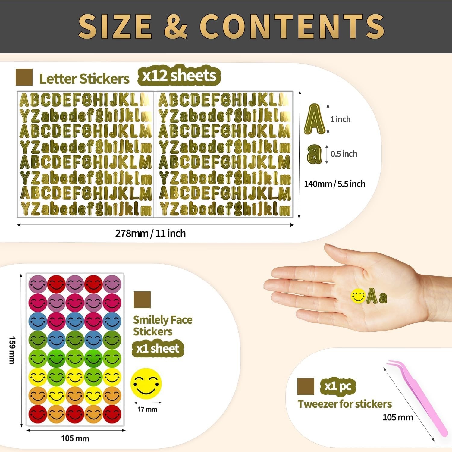 2500 PCS Mini Letter Stickers Small, Cursive Font 1/2 Half Inch (0.5 to 1 in)
