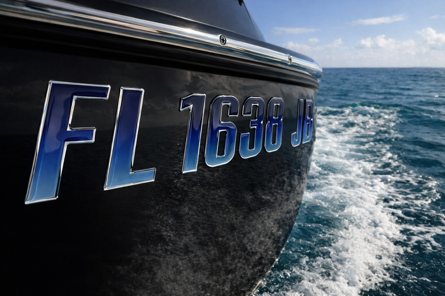 BLUE RAISED BOAT REGISTRATION NUMBERS • 3D DOMED DECALS • BOAT & JET SKI • WATER