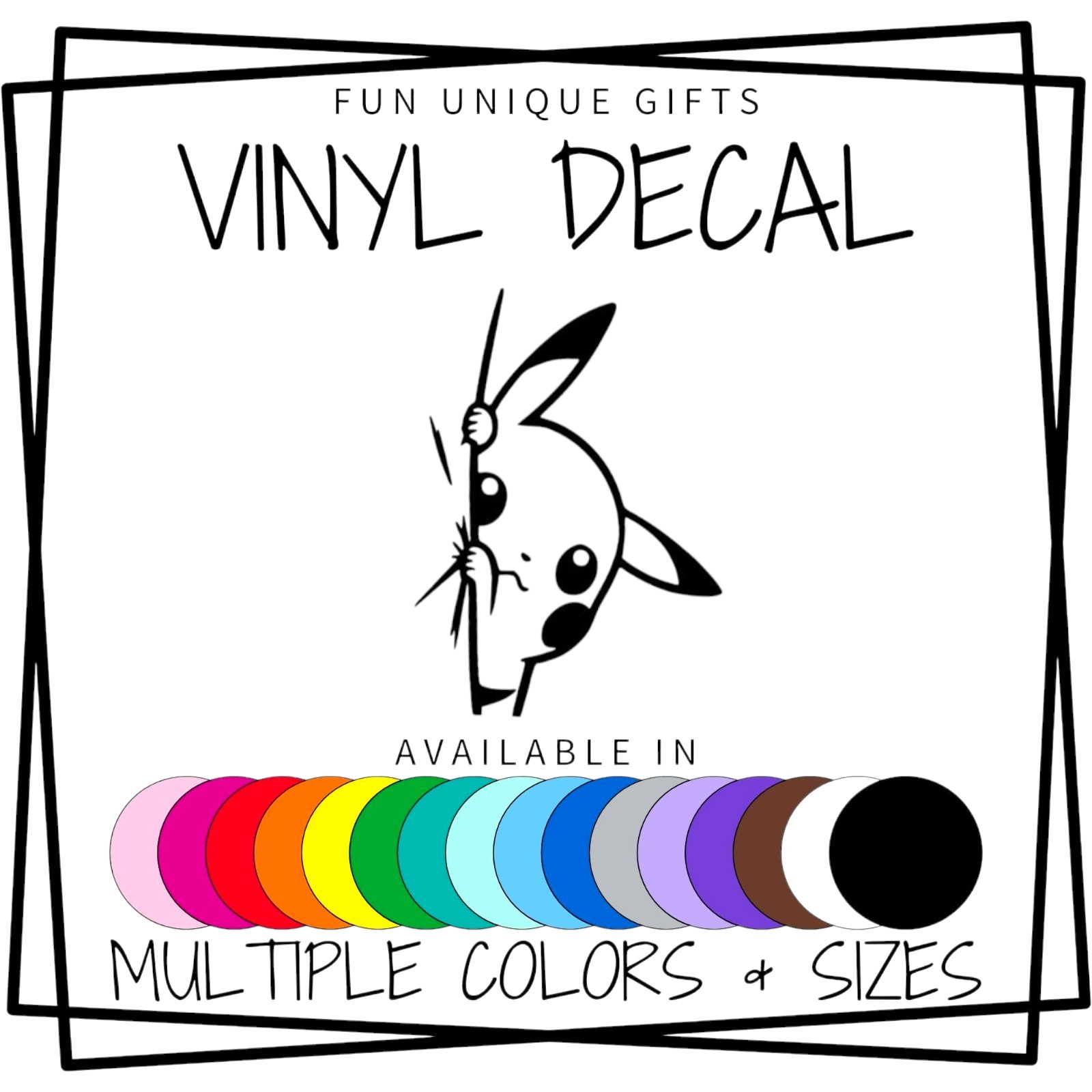Peeking Pikachu Vinyl Decal Sticker -Multiple Colors & Sizes- FREE SHIPPING!