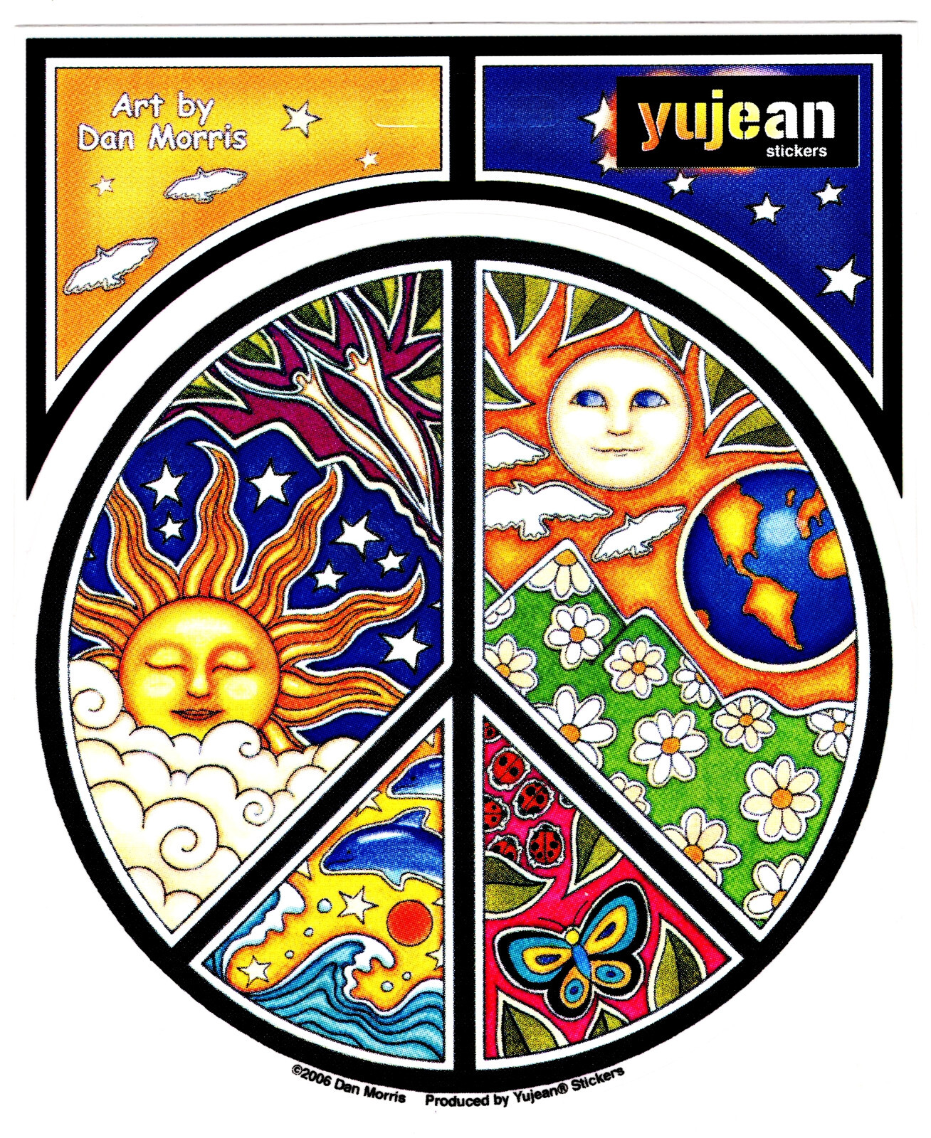 Peace Symbol In/Outdoor Weather Resistant Sticker Decal Dan Morris Hippie Yeti