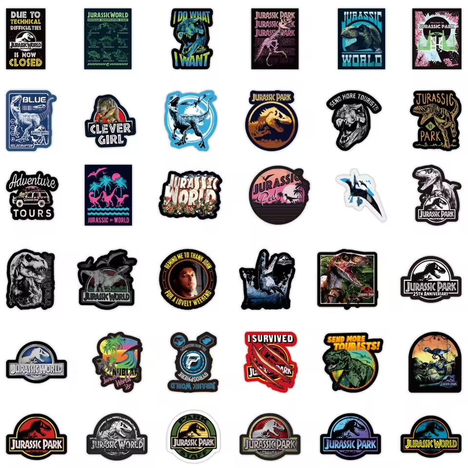 75 JURASSIC WORLD/PARK MOVIE Inspired Sticker-Tool Box, Water-Bottle, Bike Truck