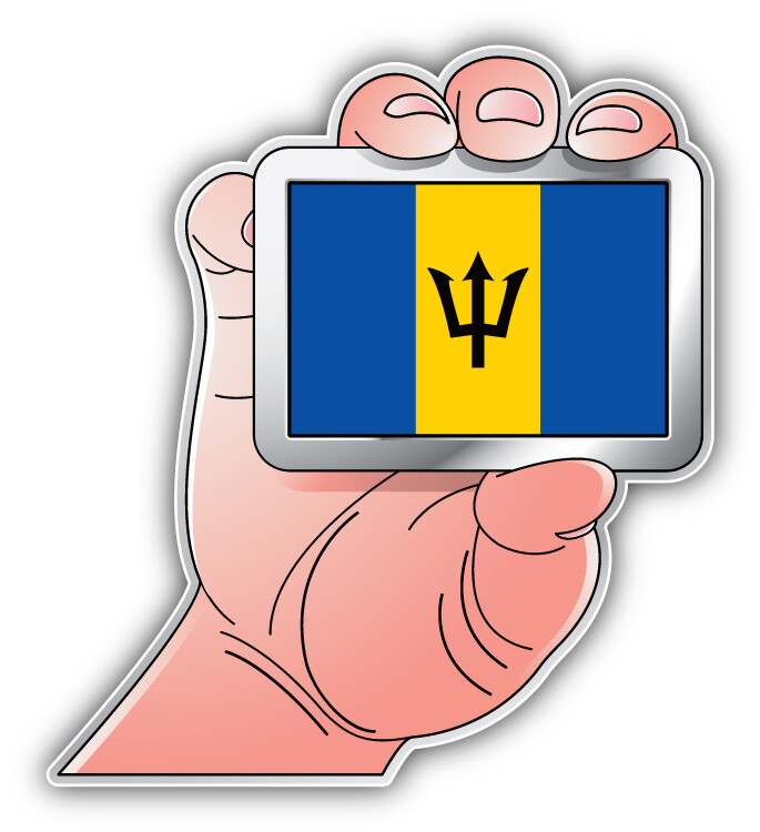 Barbados World Flag Hand Car Bumper Sticker Decal