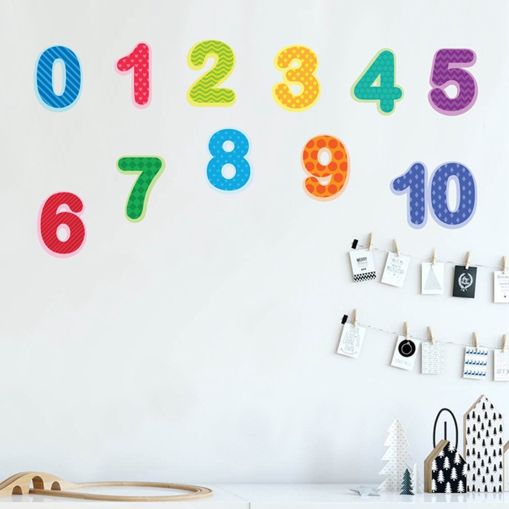 Digital Wall Stickers Child Colourful Decals Numbers Kids for Bedroom