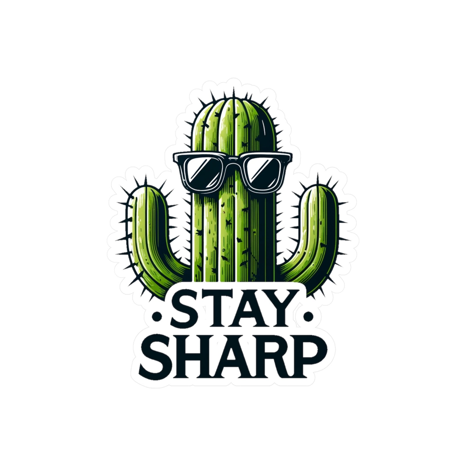 Stay Sharp Cactus Sticker Vinyl Decal – Matte Desert Label Glossy Water Bottle