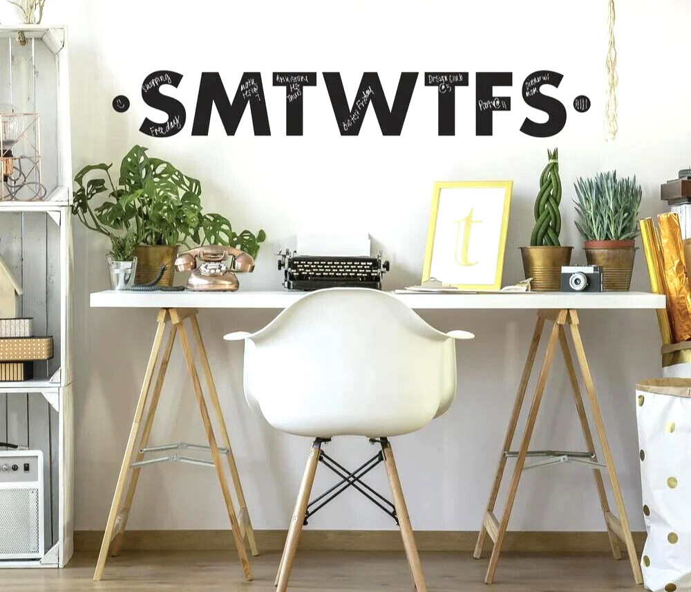 RoomMates Chalkboard Days Of The Week Letters Wall Decal Black Peel & Stick 9-Pc