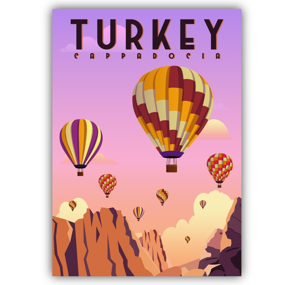 Turkey Cappadocia Travel Vintage Poster Art Cut To Shape Vinyl Sticker