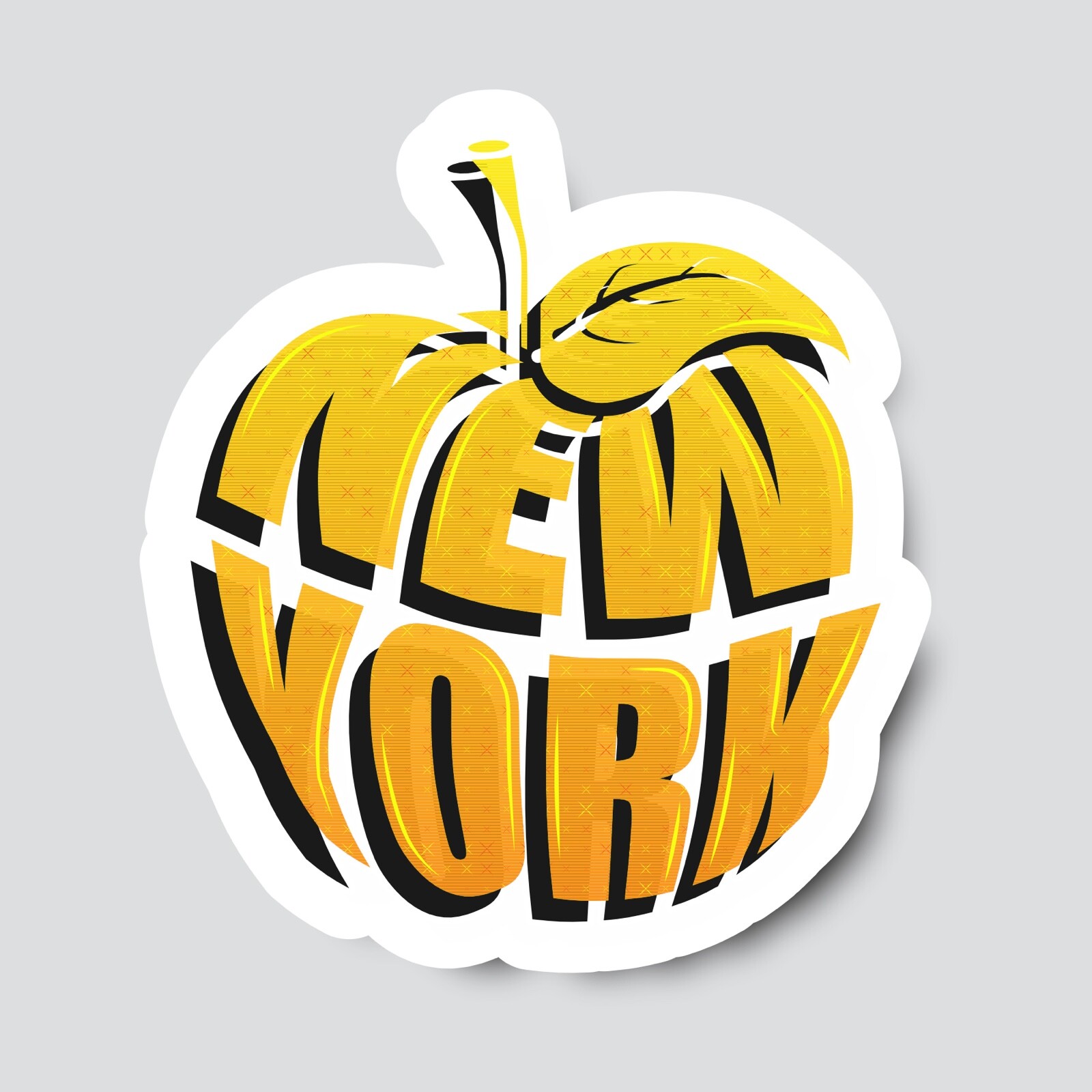 New York City The Big Apple Golden Whimsical Fun Vinyl Decal Sticker