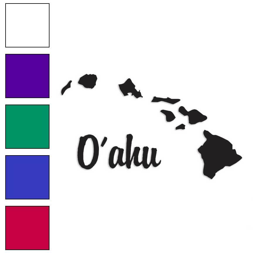 Oahu Hawaiian Islands, Vinyl Decal Sticker, Multiple Colors & Sizes #2391