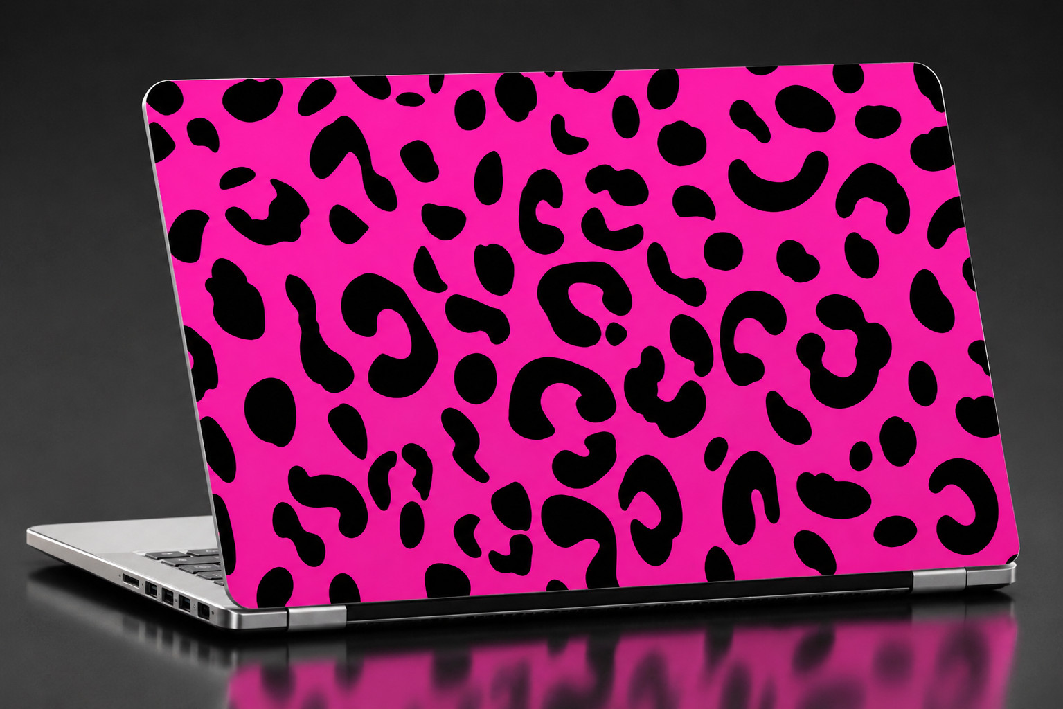 Hot Pink & Black Leopard Print 15-inch Laptop Skin Vinyl Sticker Decal Wrap
