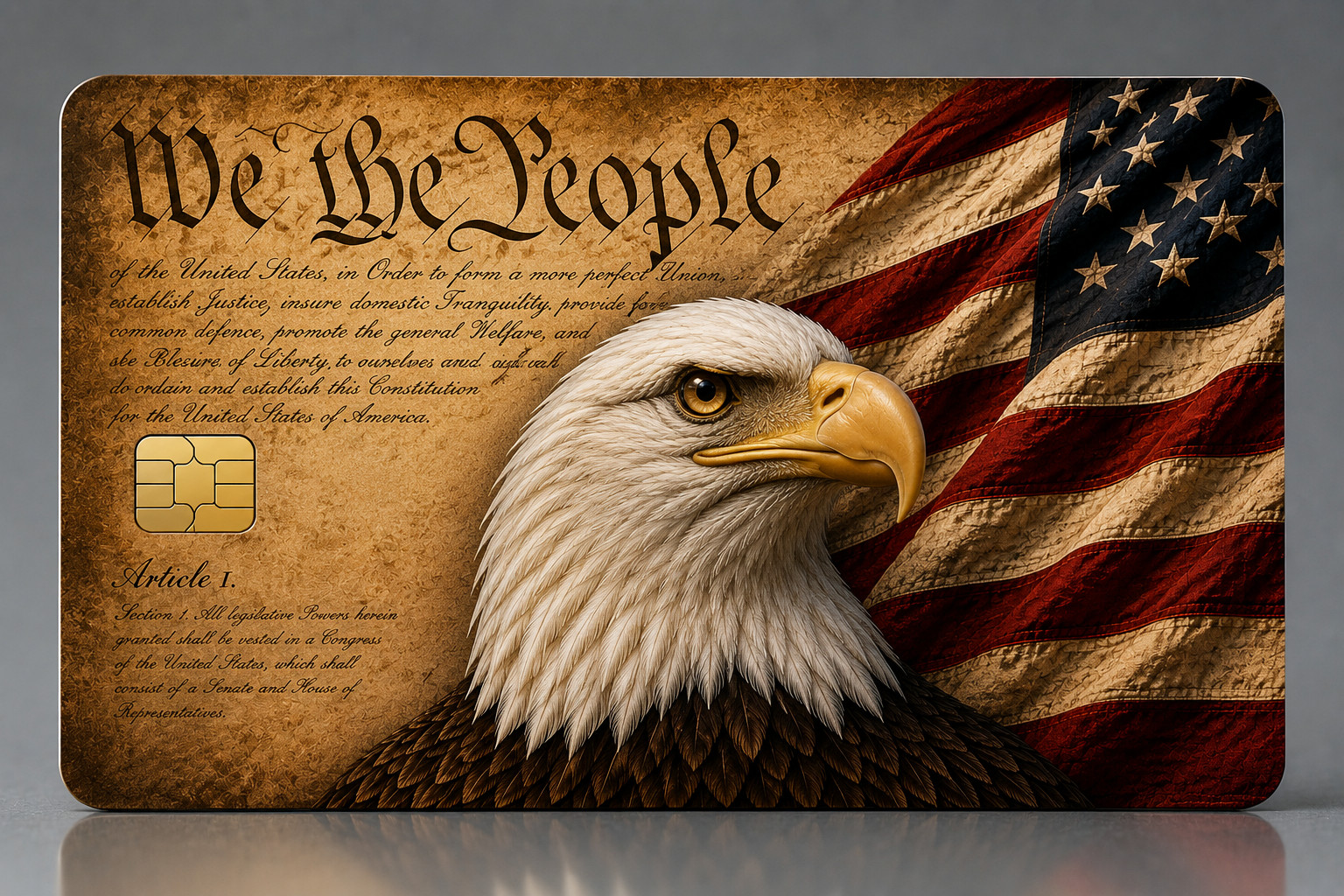 USA Flag Bald Eagle WE THE PEOPLE Credit Debit Card Skin Cover Sticker