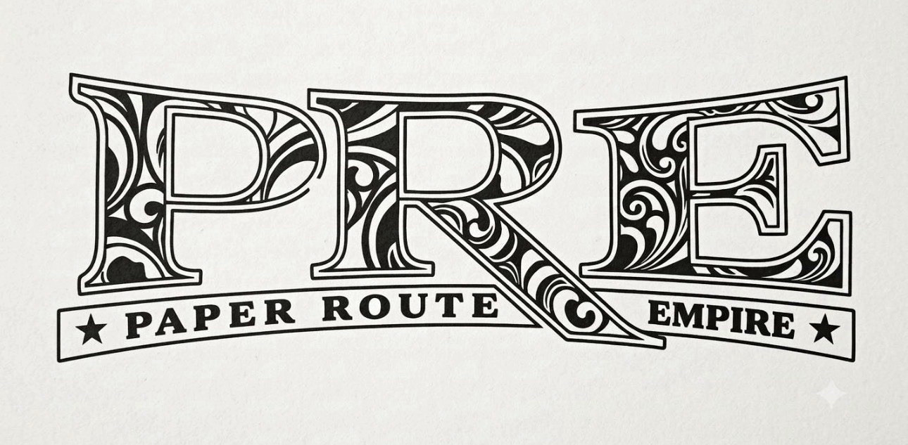 Paper Route Empire Logo Vinyl Decal Sticker Self-Adhesive white 5inx9in