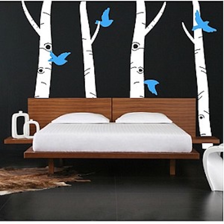 Birch Tree Birds Wall Decal Wallpaper Floral Plant Life Removable Design, b34