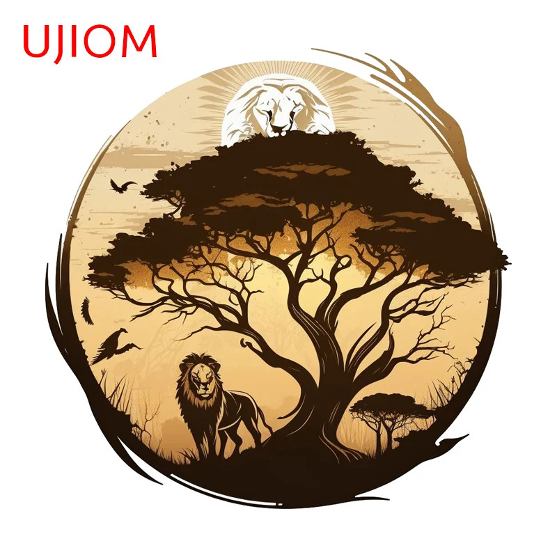 UJIOM Creative Lion and Forest Wall Sticker Ink Style Cabinet Stove Decals Chic