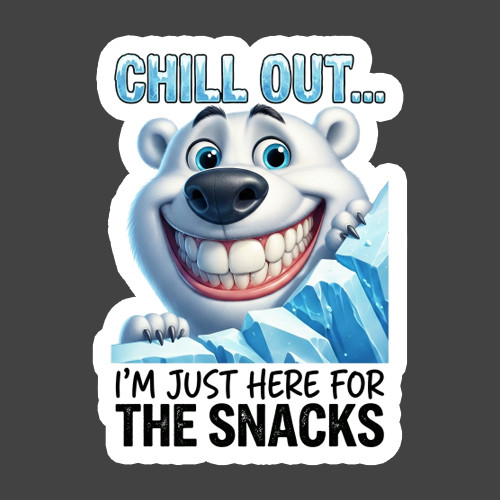 Polar Bear Sticker Vinyl Decal Chill Out I'm Just Here For Snacks Gift